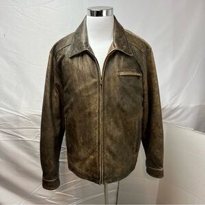 James Dean Men’s XL Brown Leather Distressed Jacket Vintage 90s Y2K Limited Ed
